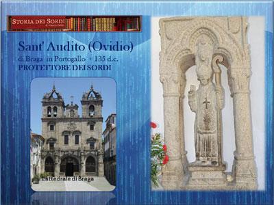 Vedere cu statuia Sfântului Ovidiu și catedrala romano-catolică din Braga